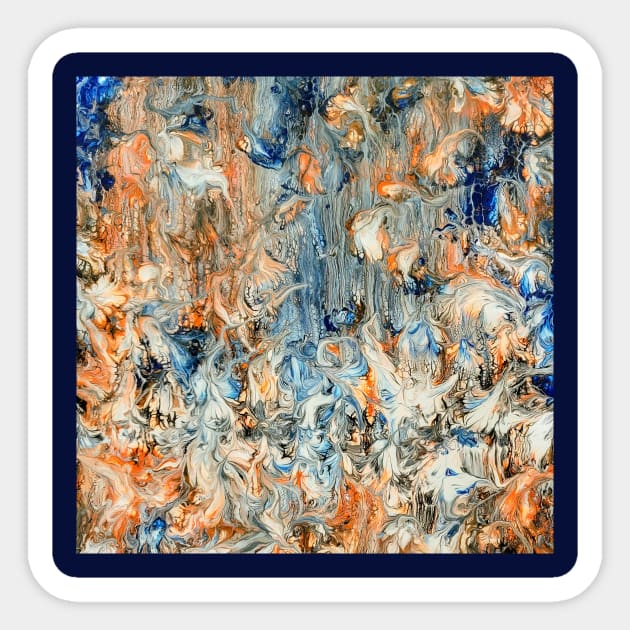 Abstract in Orange and Blue Sticker by Klssaginaw